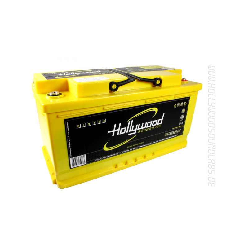 Batterie Hollywood DIN 100Ah pour compartiment moteur, pour installations jusqu'à 5000 watts.