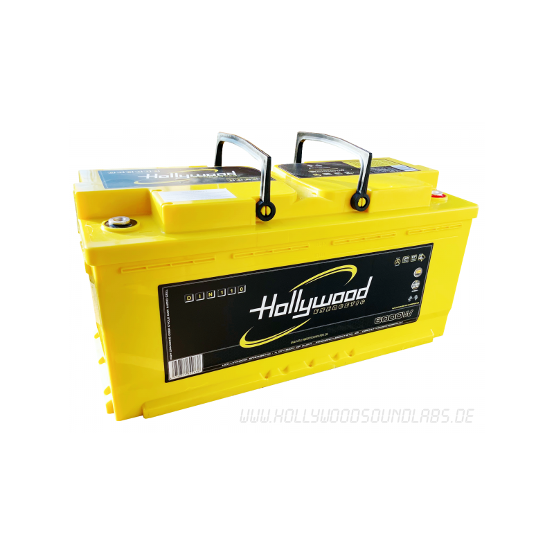 Batterie Hollywood DIN 110Ah pour compartiment moteur, pour installations jusqu'à 6000 watts.