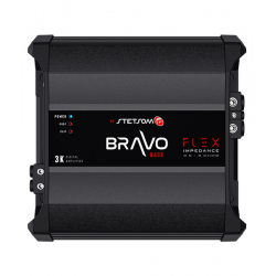 Amplificateur Stetsom Bravo Flex 3000, délivrant une puissance constante de 3000wrms entre 0.5 et 2ohms.