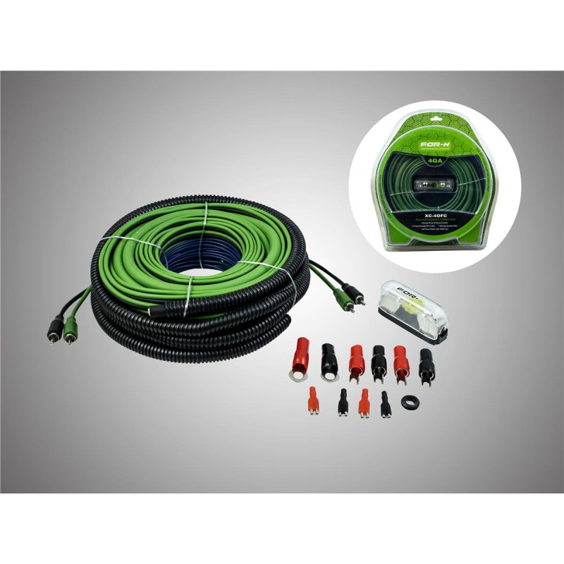 Kit câblage complet OFC en 21mm² de chez For X Car Audio jusqu'à 1200wrms.