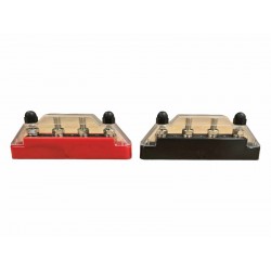 Paire de borniers en cuivre nickelé pour cosses RJ Audio 4 connexions.