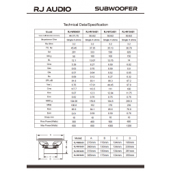 Subwoofer 25cm RJ Audio W104s1 400wrms au meilleur prix.