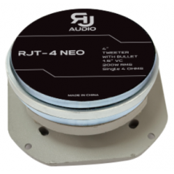 Tweeters néodyme 200wrms RJ Audio, idéal pour installation personnalisée haut rendement.