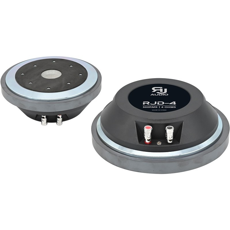 Compression 500wrms 220mm bobine 4 pouces RJ Audio, idéal pour installation personnalisée haut rendement. Compression 500wrms 220mm bobine 4 pouces RJ Audio, idéal pour installation personnalisée haut rendement.